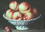 Peaches in a pierced white faience basket Fede Galizia